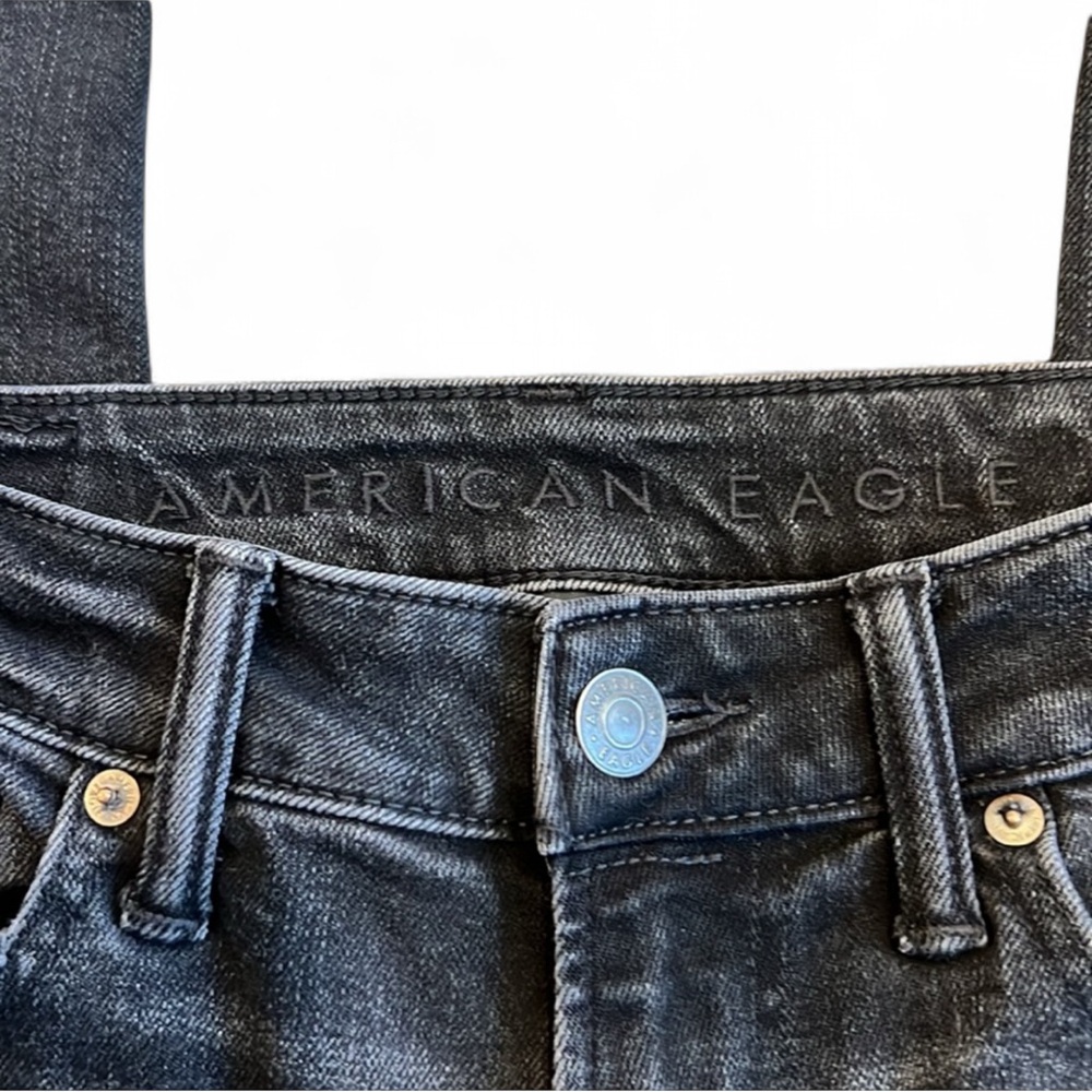 American Eagle Slim Straight Jeans Ne(x)t Level Flex Black Distressed 29x32 - Picture 4 of 11